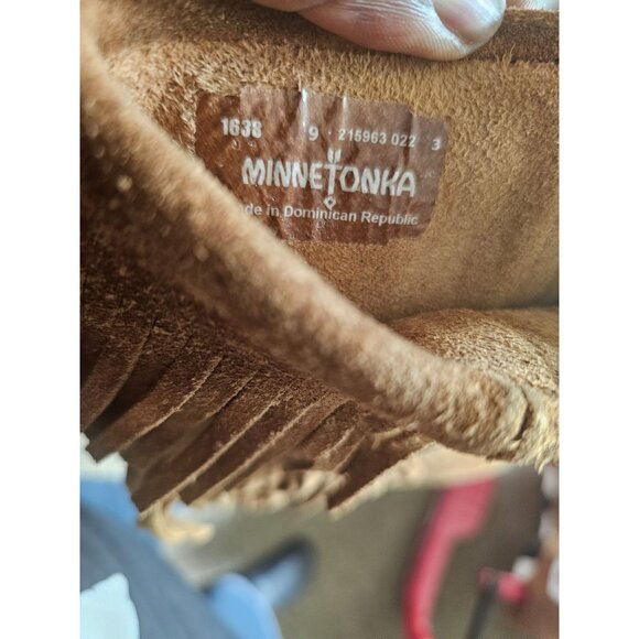 Minnetonka 3-Layer Fringe Boot Brown Suede Leather Boots Sz 9 - Picture 2 of 7